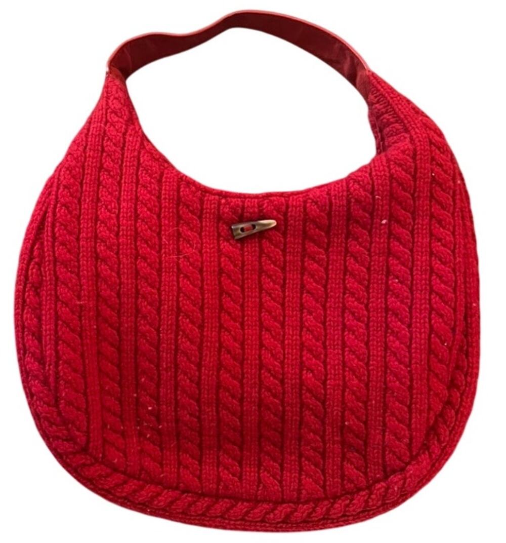 Vtg Y2K 90s 100% Wool GAP Knit Sweater Shoulder Bag Purse Round Toggle Preppy